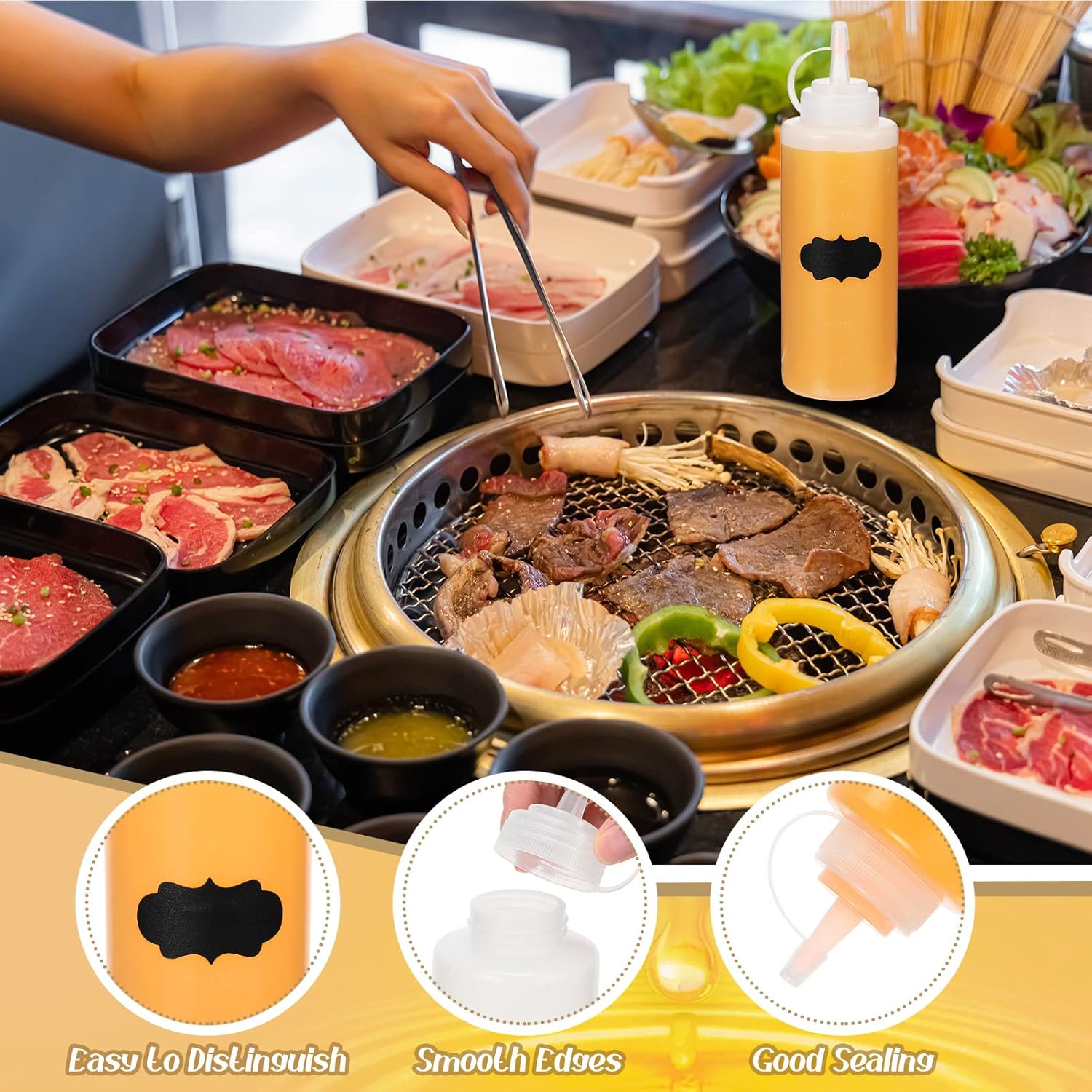 Pinkunn 30pcs Condiment Squeeze Bottles with Labels and Marker