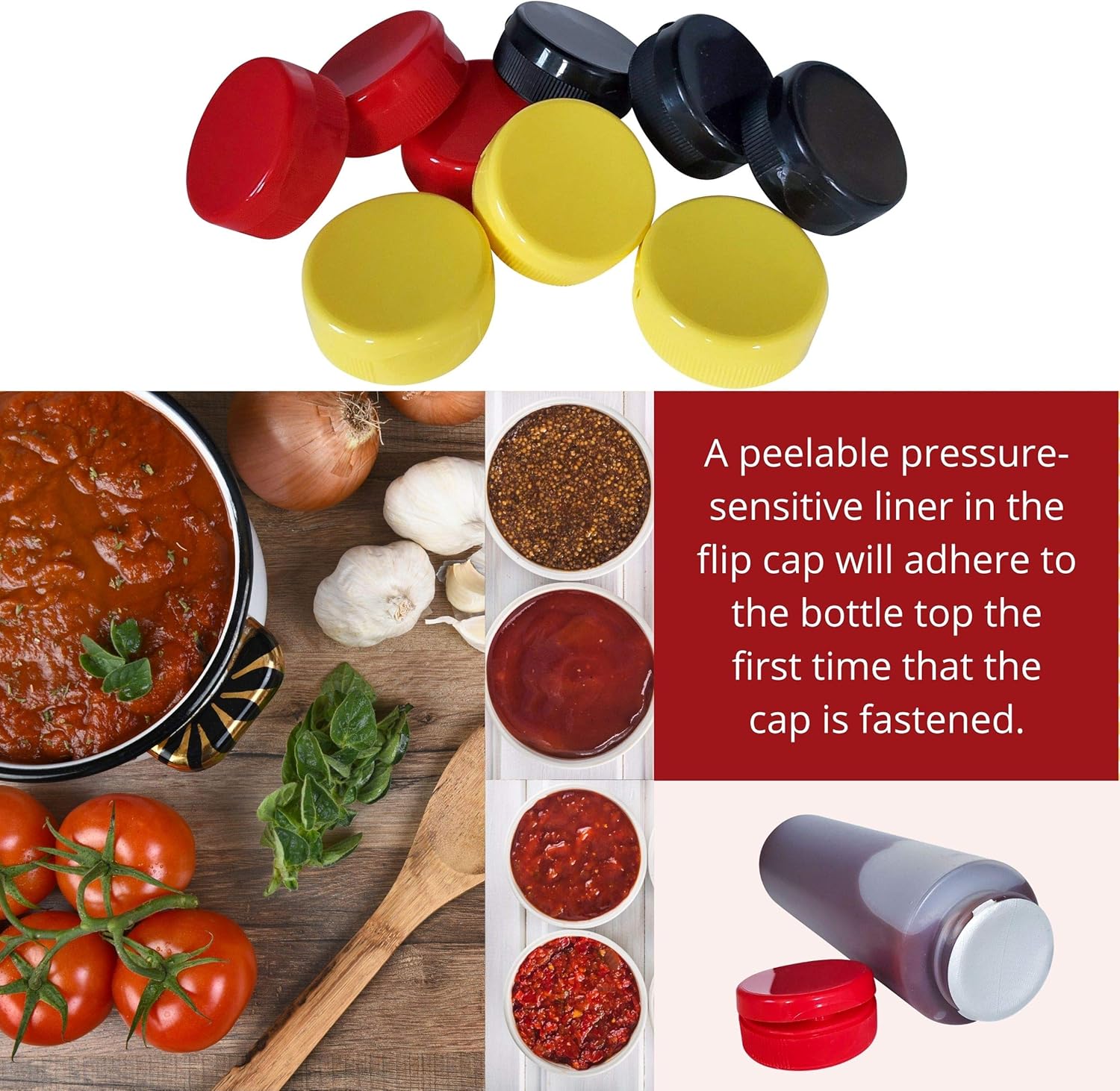 kelkaa 38mm 400 Thread Condiment Squeeze Bottle Caps Pack of 12