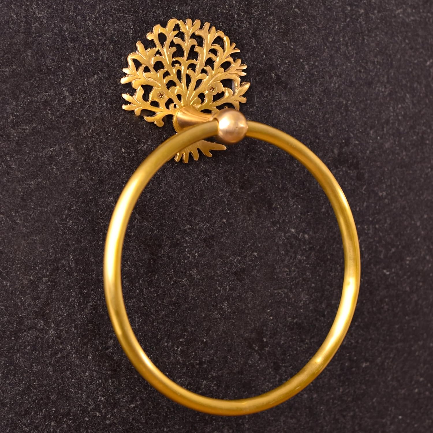 IndianShelf Premium Tree Design Brass Towel Ring 1