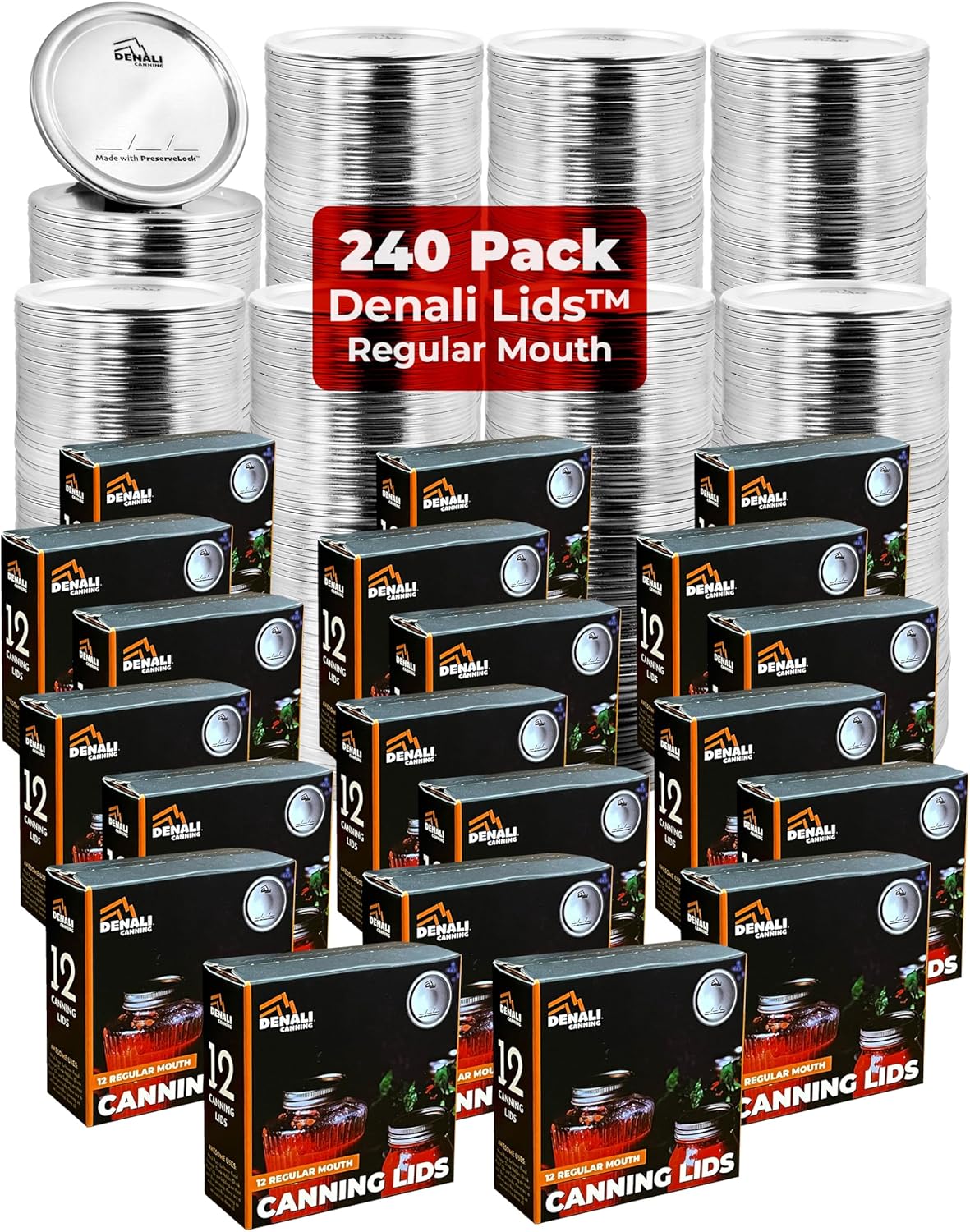 Denali 240-Pack Canning Lids with PreserveLock Seal