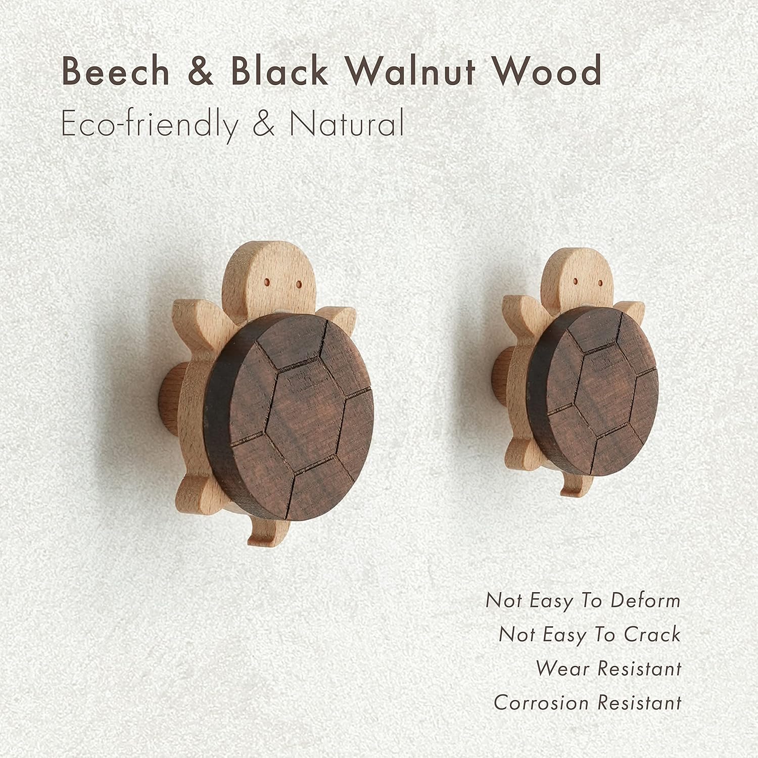 WONQEXZ Wall Hook Set of 3 Turtle Shape Wooden Hooks