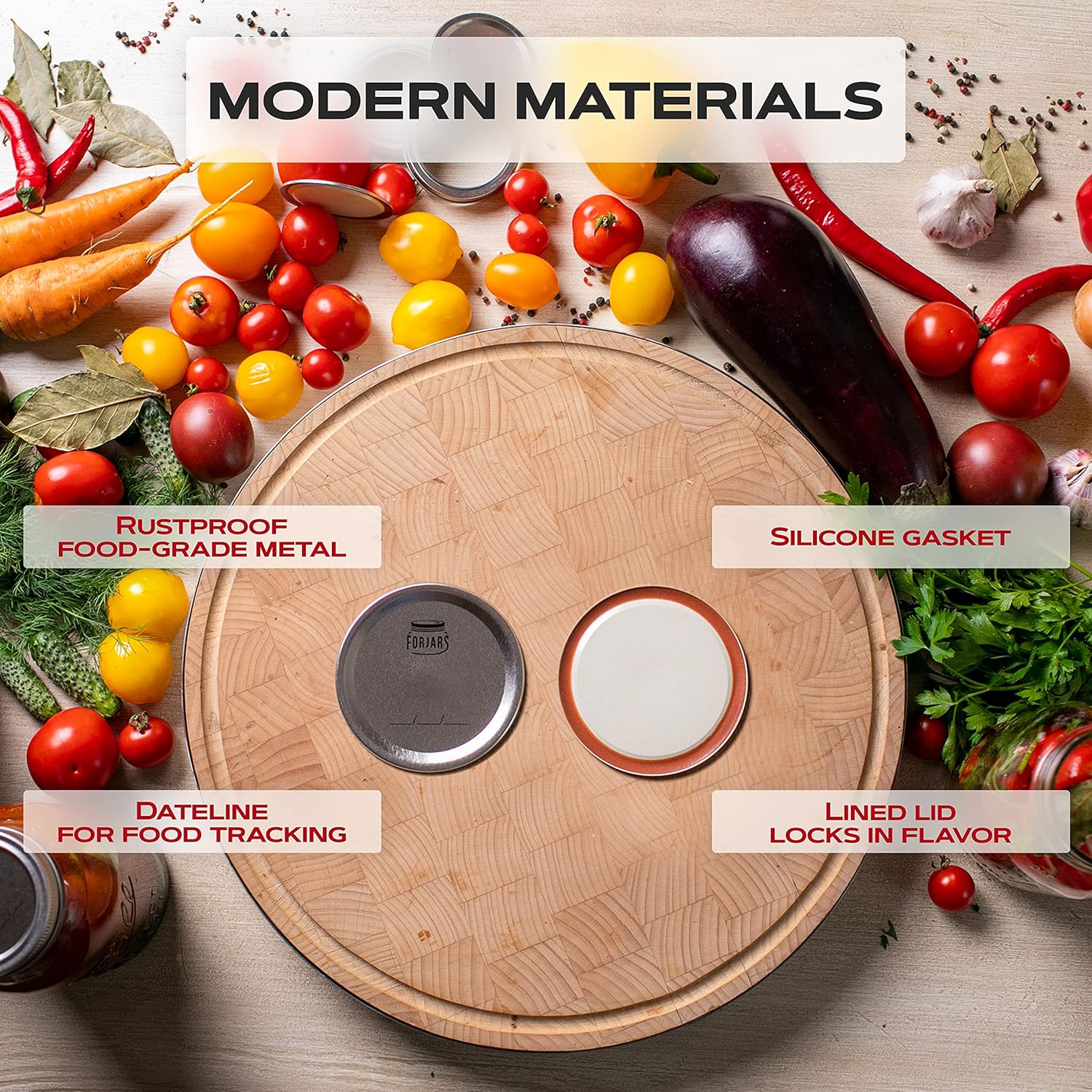 FORJARS Canning Lids with Rings 24Pcs12Sets