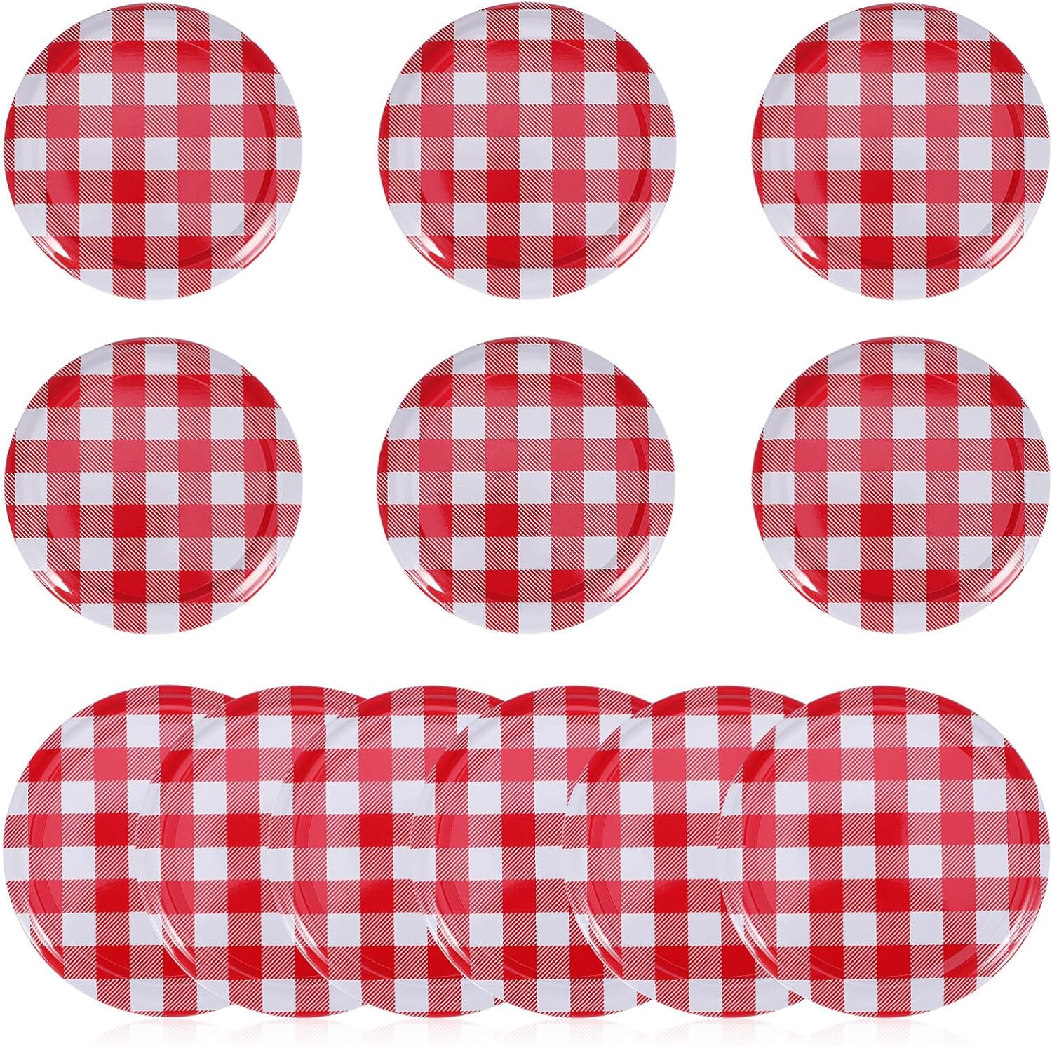 Luxshiny Red Gingham Jam Jar Lid 12pcs Decorative Canning Caps