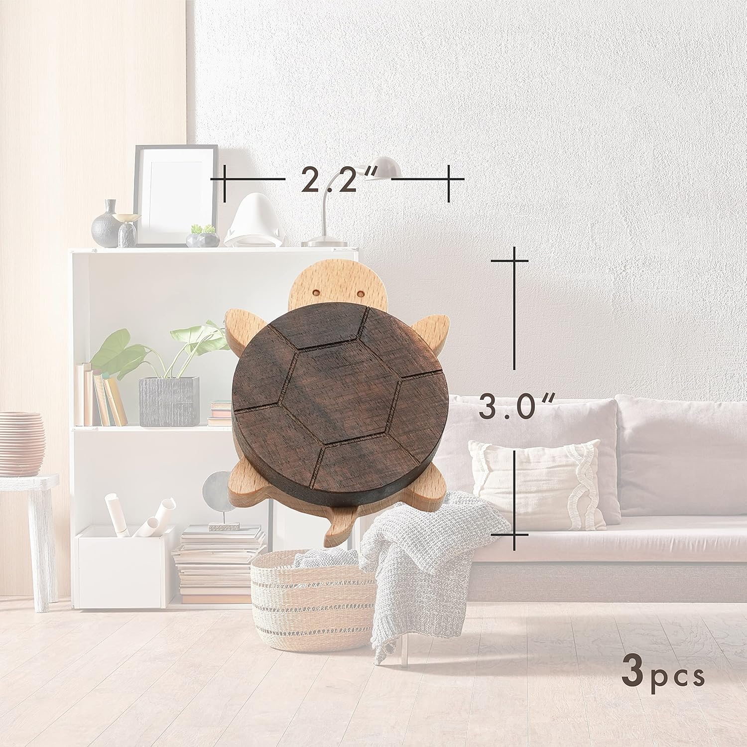 WONQEXZ Wall Hook Set of 3 Turtle Shape Wooden Hooks