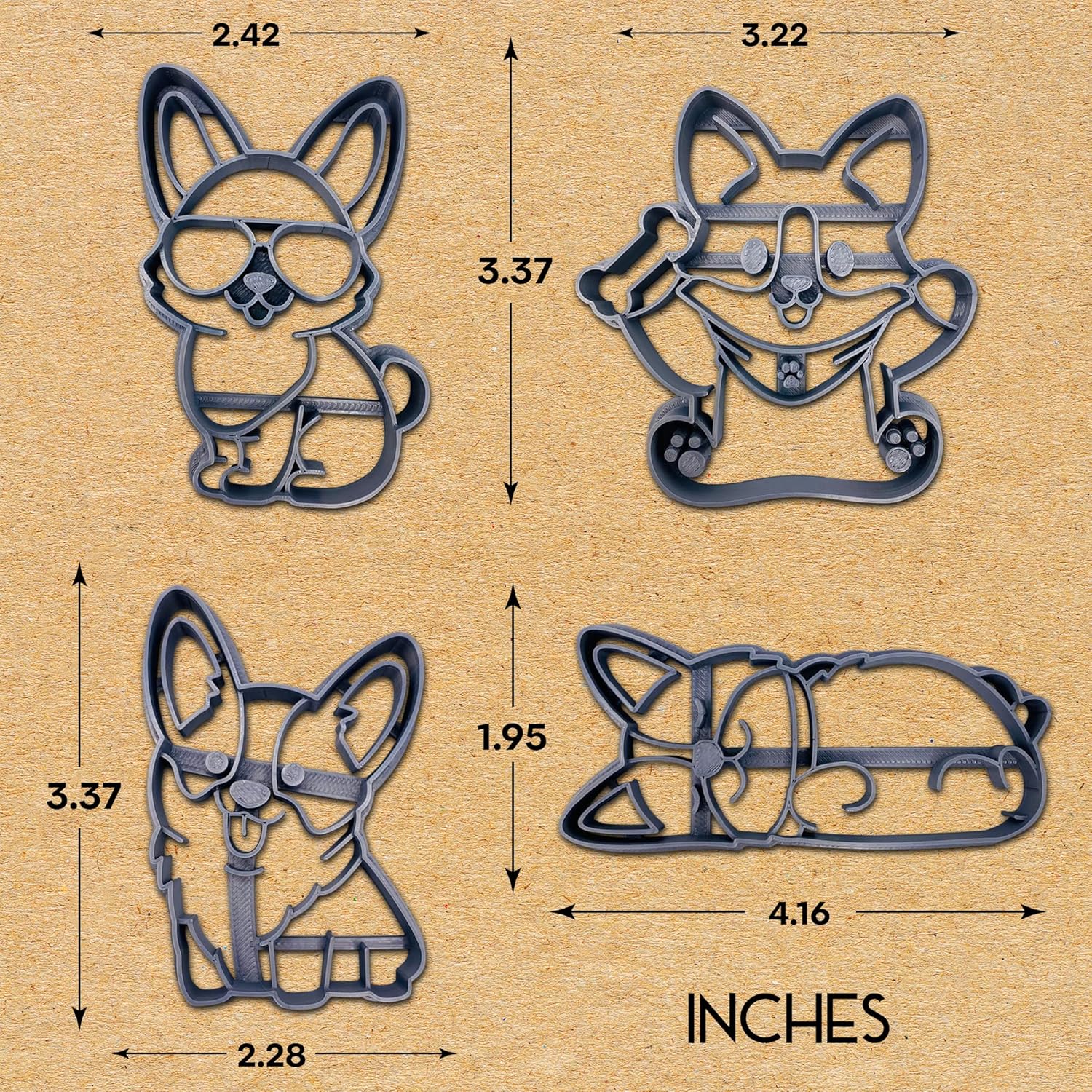 MOOSE GOODS Corgi Cookie Cutters Set of 4 1